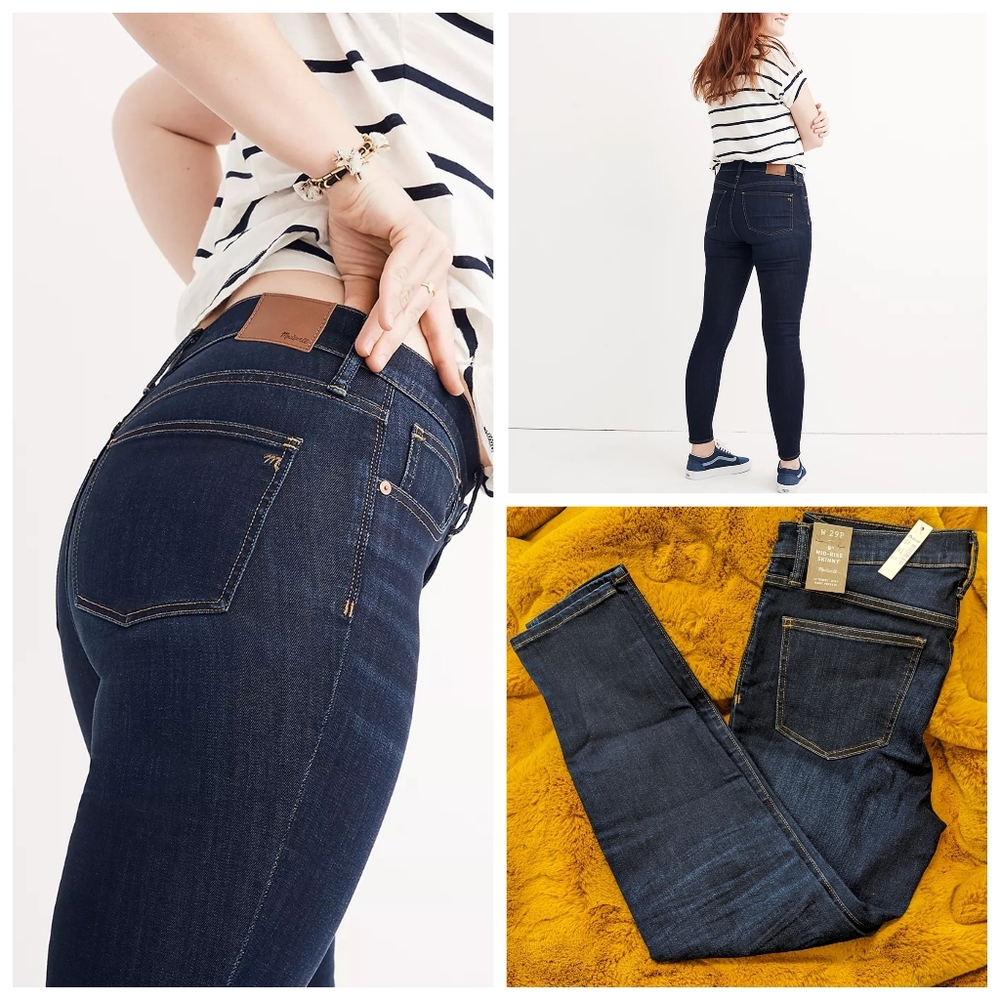 BNWT Petite 9" Mid-Rise Skinny Jeans in Larkspur Wash TENCEL Denim Edition 29P